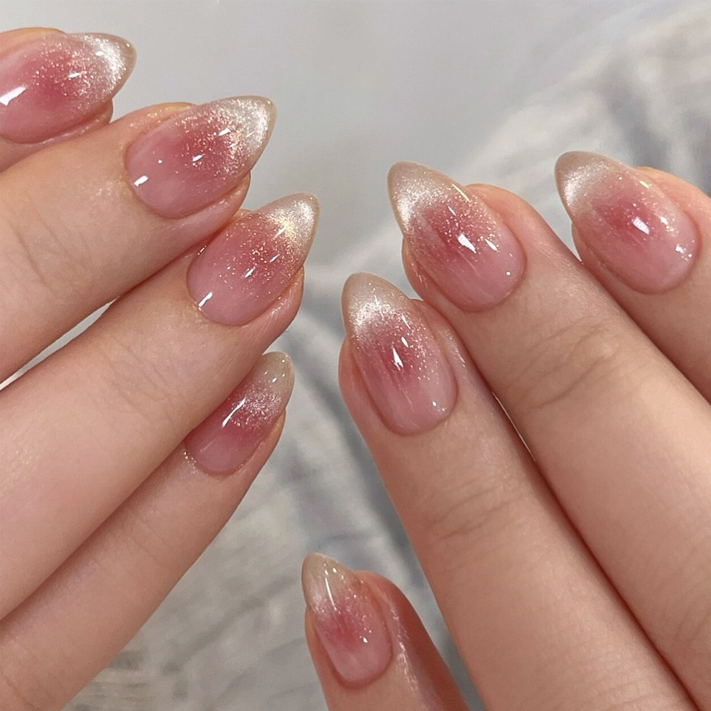 Nail Art Fake Nails - 24Pcs Short Oval Head Blush Pink