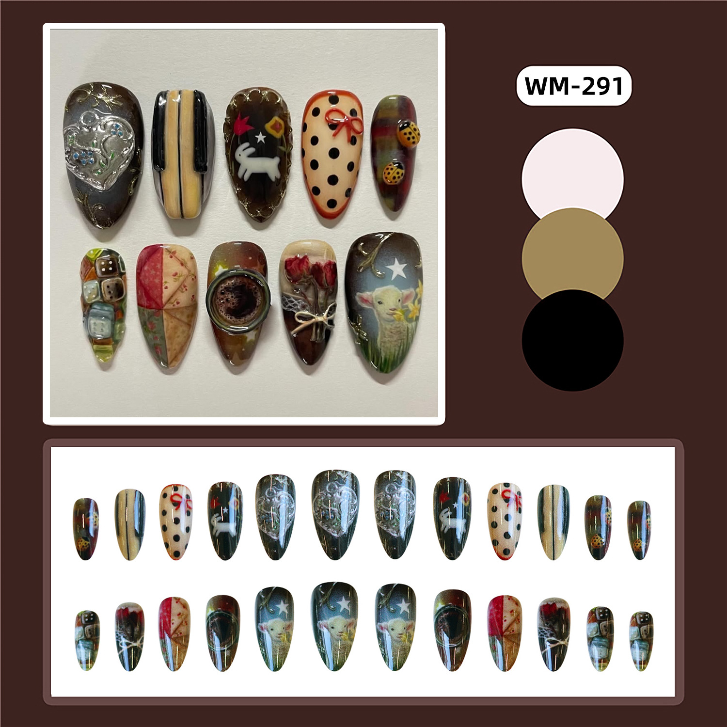 24pcs Vintage Country Style Fa - Nail Art Press On review and price