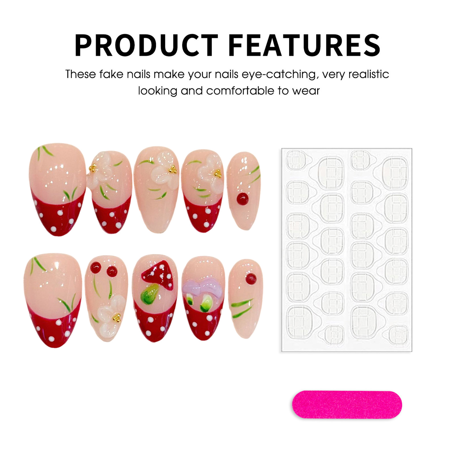 10Pcs Red White Polka Dot Desi - Nail Art Xs review and price