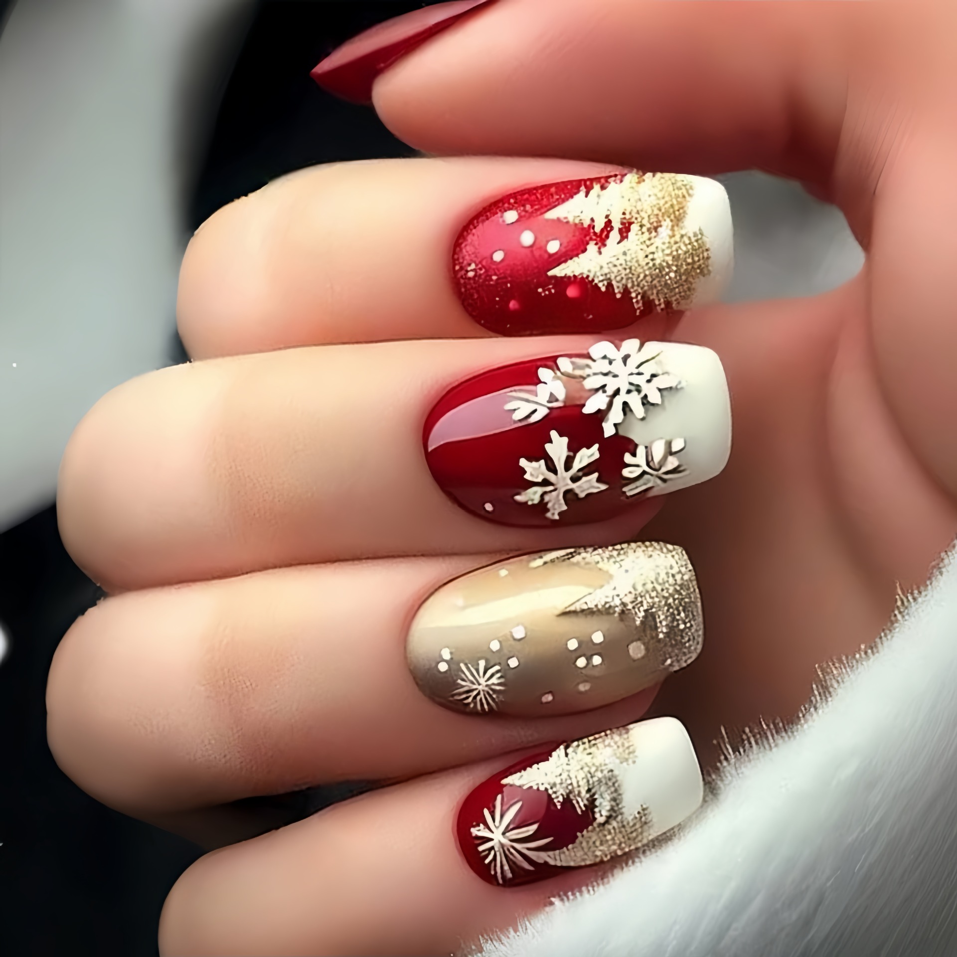 Medium fake nails for Christma - Nail Art Press On review and price