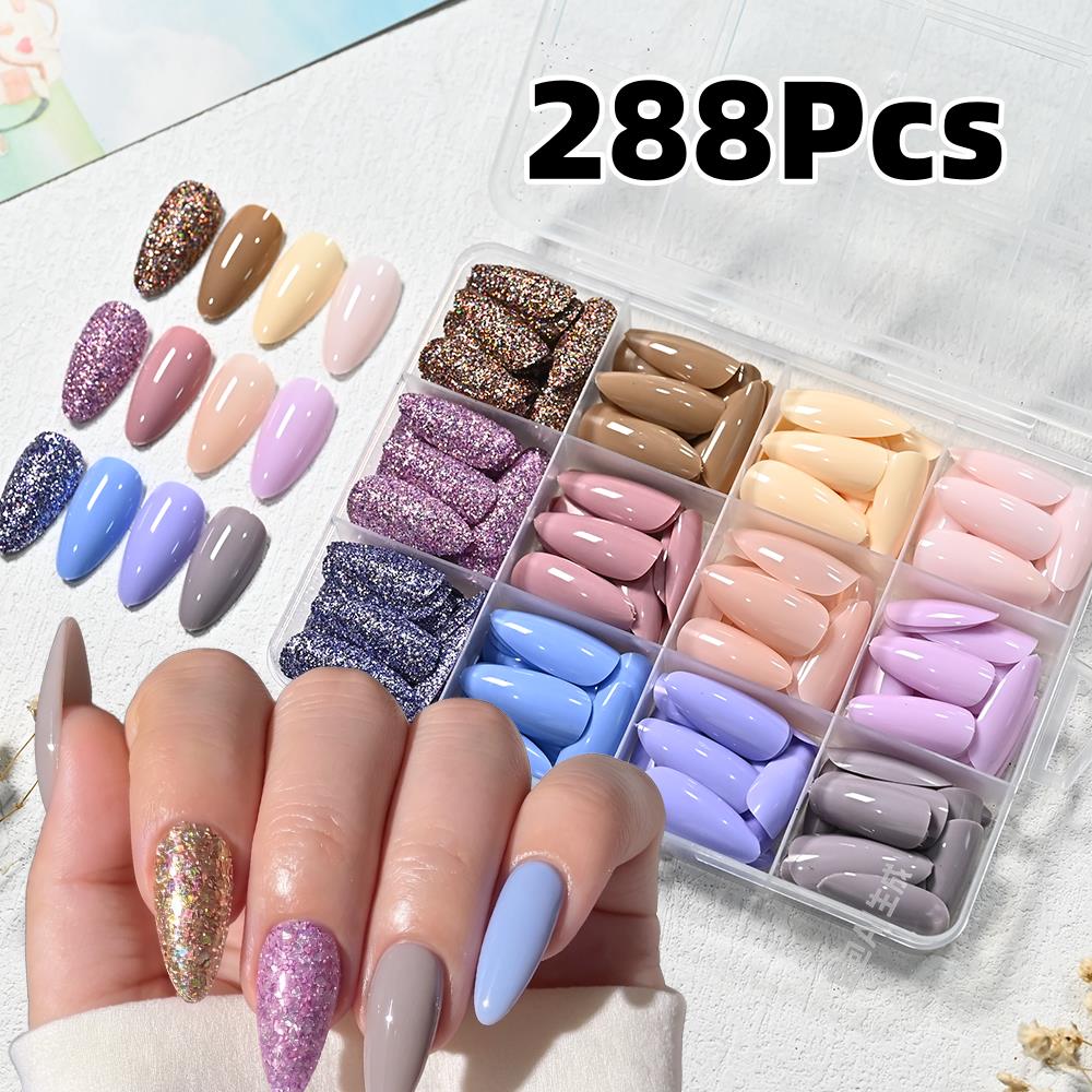 288Pcs Glossy Macaron Medium A - Nail Art Fake Nails review and price
