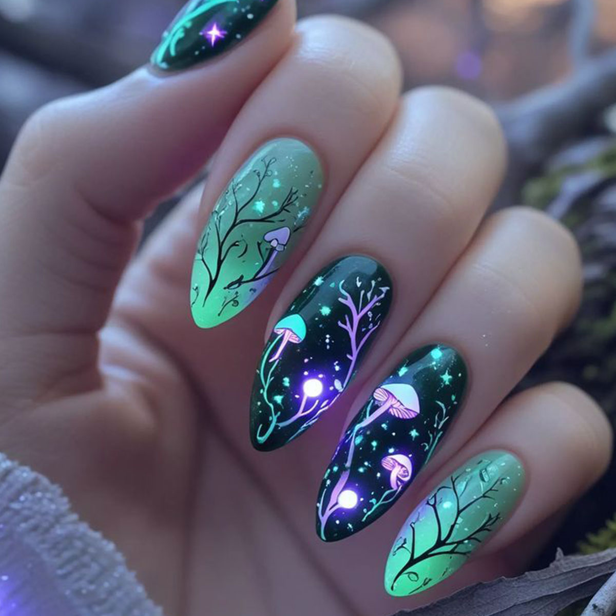 Almond Press on Nails Mushroom - Nail Art Press On review and price
