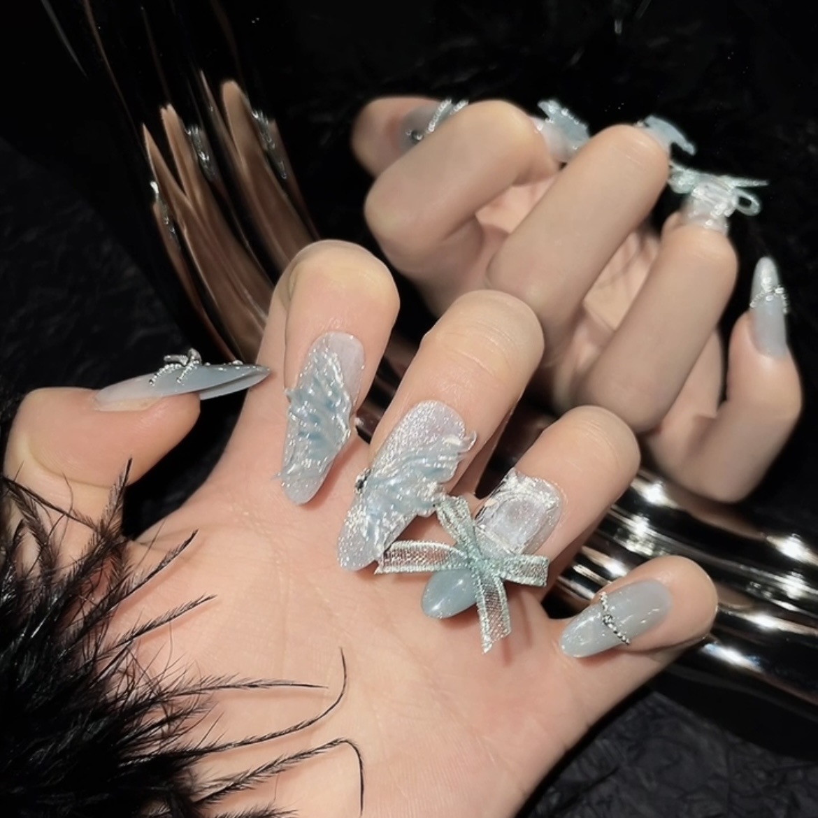 10pcs Pure Hand Pressed Long O - Nail Art Ideas review and price