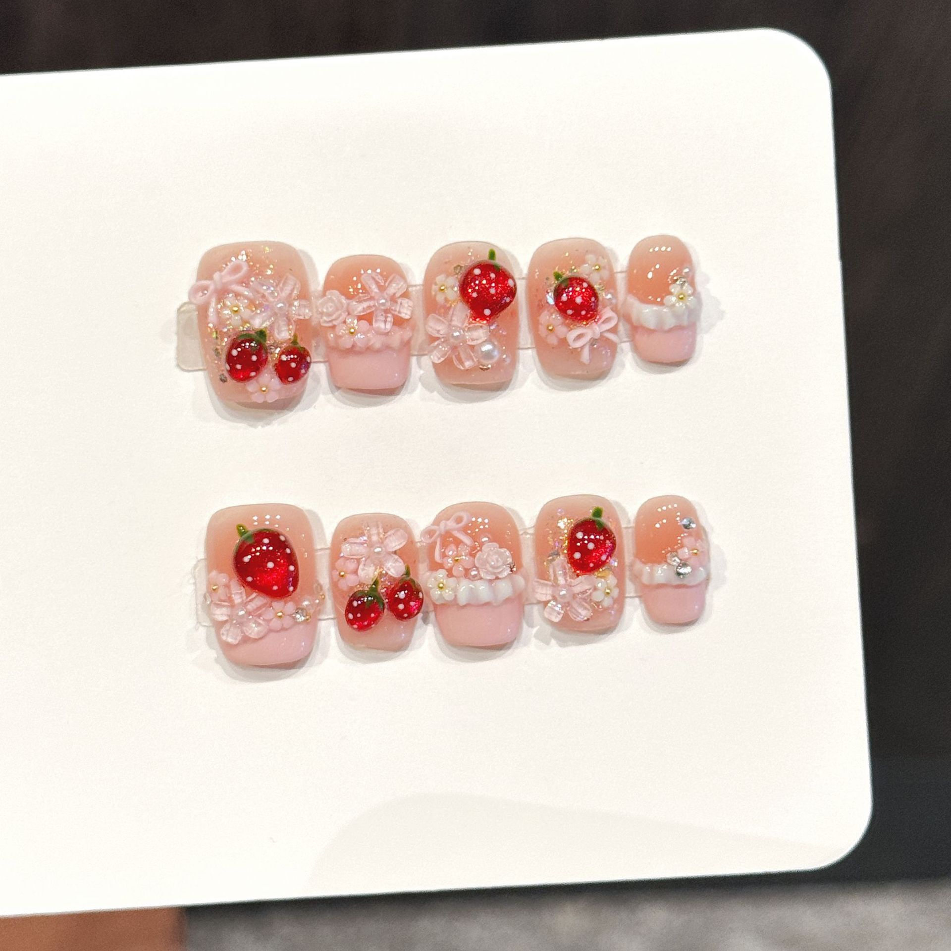 10pcs Cute Red Strawberry Pres - Nail Art Xs review and price