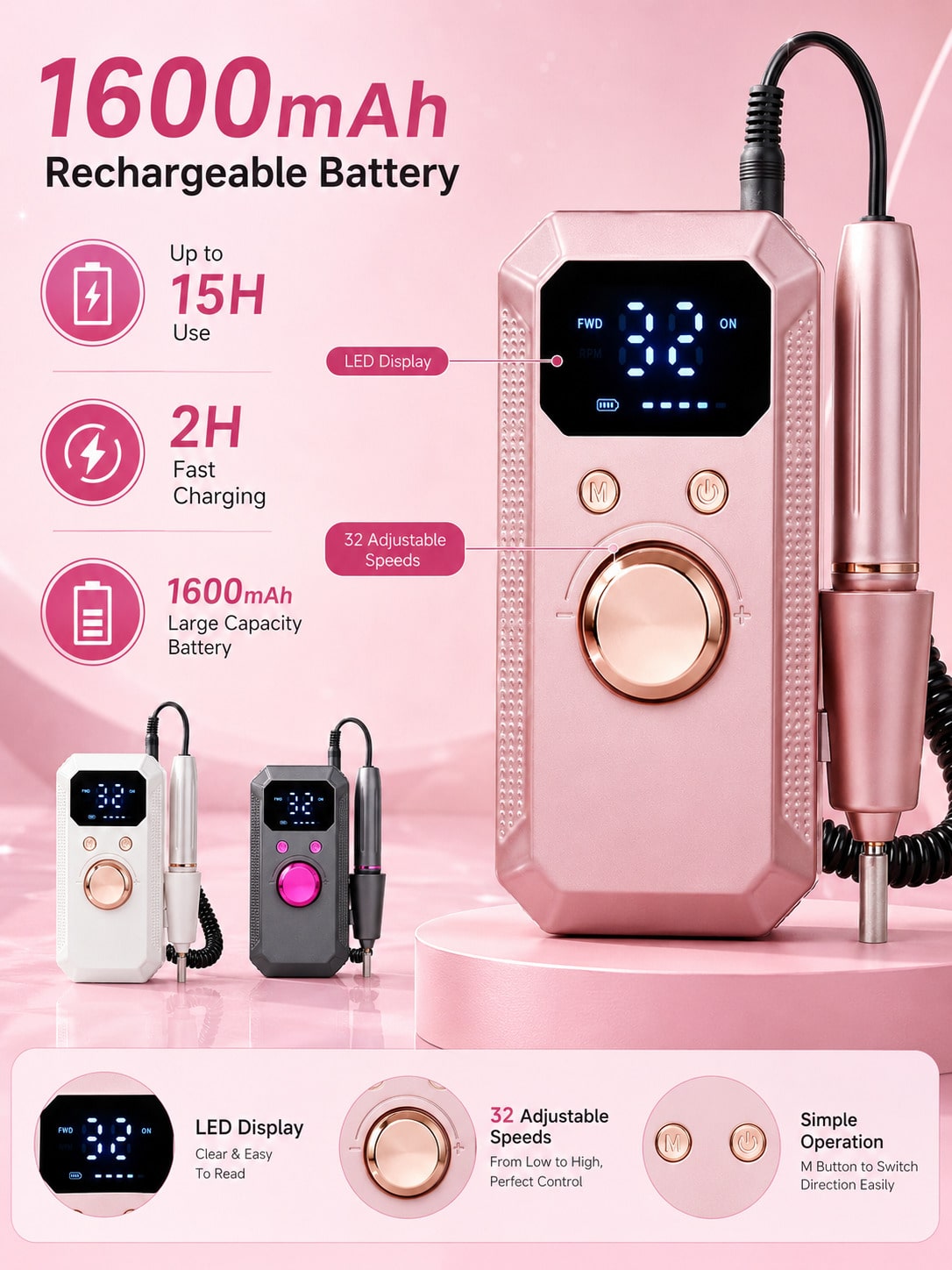 Professional Wireless Electric - Nail Drill Machine review and price